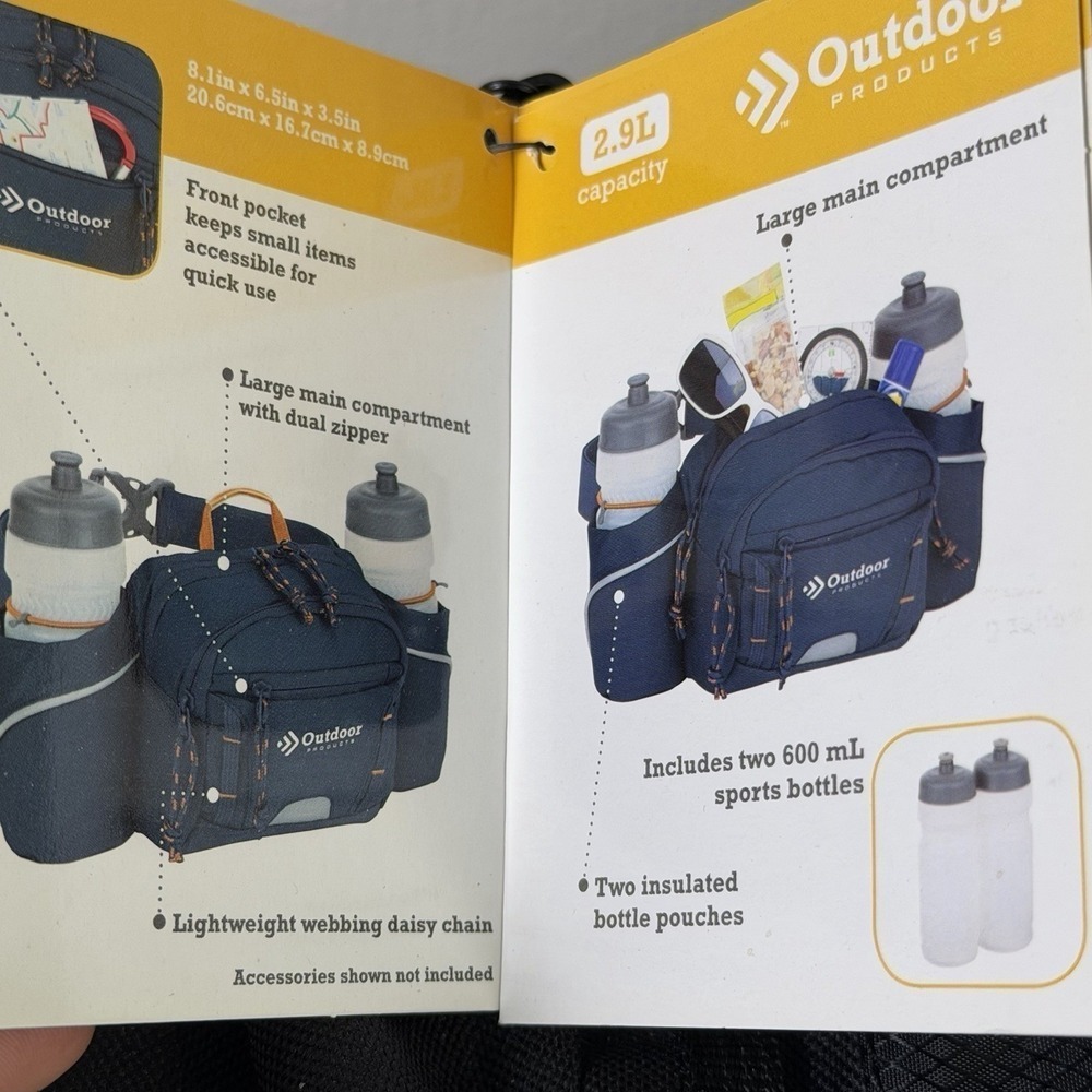 Outdoor Products H2O Mojave Waist Pack Black Hydration Belt with 2 Water Bottles - Picture 13 of 15